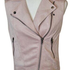 FAUX SUEDE MOTO VEST IN BLUSH PINK